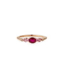 Ruby, Pink Sapphire & Diamond Ring in 18K Rose Gold, Size 6.5