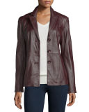 Basic Solid Leather Blazer