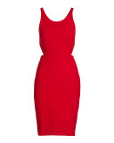 Emmy Sleeveless Cutout Sheath Dress, Cardinal