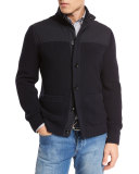 High-Performance Merino Wool Zip Cardigan, Navy