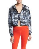 Woven Mesh-Inset Athletic Zip Jacket, Palm Shadow