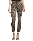 Leopard-Print Skinny Ankle Jeans