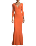 Custom Collection: Saturnnia 3/4-Sleeve Twist-Front Long Gown