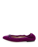 Gelsey Velvet Ballerina Flat, Fuxia