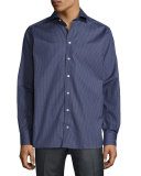 Circular-Print Dress Shirt, Navy