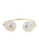 14k Yellow Gold & Double-Pearl Cuff