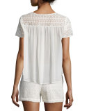 Sevan Geometric-Lace Top, Antique White 