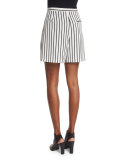 Striped Woven Skort, Black/White