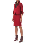 Bicolor Silk Sheath Dress, Berry/Mangosteen