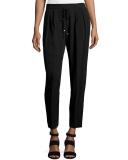 Trento Slouchy Silk-Blend Ankle Pants, Black