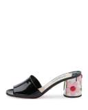 Floral-Heel 65mm Slide Sandal, Black (Nero)