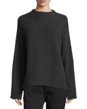 Ribbed Wool-Cashmere Funnel-Neck Sweater