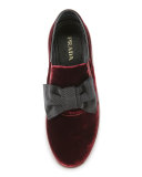 Bow Velvet Skate Sneaker, Bordeaux