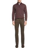 Bedford Five-Pocket Stretch-Cotton Pants, Olive