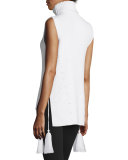Coralie Tassel-Trimmed Sleeveless Turtleneck, Ivory