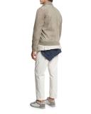 Lamb Suede Bomber Jacket, Beige