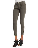Nix Lace-Up Cropped Jeans, Brunswick Green