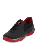 Punta Ala Leather Sneaker, Black/Red