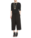 Cozy Jersey Wide-Leg Cropped Pants 