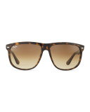 Flat-Top Gradient Sunglasses, Tortoise 