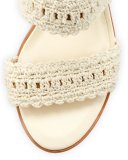 Moxie Crochet Tassel Sandal, Ivory
