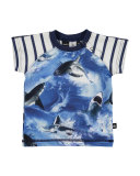 Raglan Jumping Sharks Jersey Tee, Blue, Size 12-24 Months