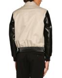Coated Bomber Jacket w/Ruched Trim, Stone