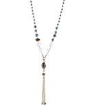 Crystal & Pearl Y Tassel Necklace