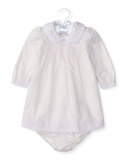 Pintucked Brushed Twill Dress w/ Bloomers, Summer Lilac, Size 6-24 Months