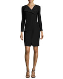 Tech Cady Flap-Collar Dress, Black