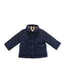 Jamie Quilted Hooded Jacket, Ink Blue, Size 6M-3