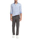 Wool Grisaille Five-Pocket Pants, Gray