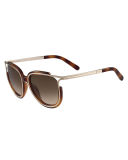 Jayme Gradient Metal Cat-Eye Sunglasses