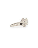 Estate Art Deco Diamond Box & Black Onyx Engagement Ring, Size 6.5
