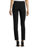 Skinny Side-Zip Ankle Pants, Black
