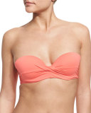 Starfish Hue Twist-Front Reversible Swim Top, Orange