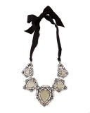Crystal Bib Necklace with Ribbons