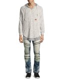 Demon Joint Heavy Bleached Moto Jeans, Indigo