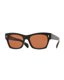 71st Street Square Sunglasses, Black/Persimmon