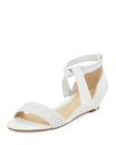 Atenah Woven Demi-Wedge Sandal, White