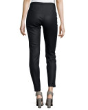 Coated Stretch Denim Leggings, Black, Plus Size  