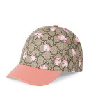 Girls' GG Rose Baseball Cap, Mahogany/Pink