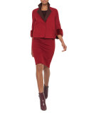 Bicolor Silk Sheath Dress, Berry/Mangosteen