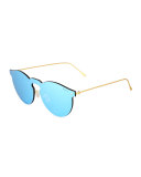 Leonard Mirrored Mask Sunglasses, Sky Blue