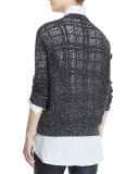 Madras Embellished Semisheer Pullover, Charcoal