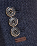 Knit Blazer with Leather Trim, Navy