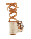 Taylor Clay Suede Wrap Wedge Sandal, Taupe