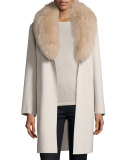 Double-Face Cashmere Coat w/ Fox Fur Collar