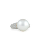 Avenue Ring with White Pearl & Pave Diamonds