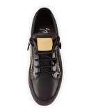 Men's Leather Low-Top Sneaker, Black